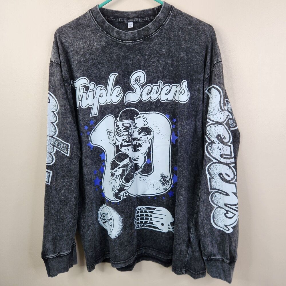 Triple Sevens Mens All Star Long Sleeve Crew Neck Double Sided Graphic Tee XL